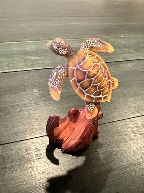 Wood Look Resin Loggerhead Sea Turtle Figurine